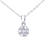 0.2ct Round Diamond Cluster Pendant In UK Hallmarked 9ct White Gold