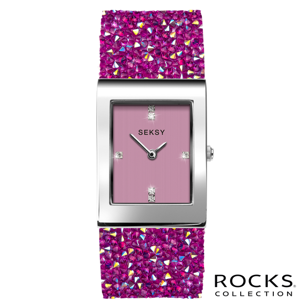Seksy Rocks Pink Stone Set Bracelet Watch G S JEWELLERS LONDON