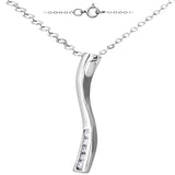 Channel Set Diamond Swirl Pendant In 9ct White Gold
