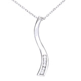 Channel Set Diamond Swirl Pendant In 9ct White Gold