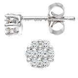 0.15ct Round Diamond Cluster Stud Earrings In 9ct White Gold
