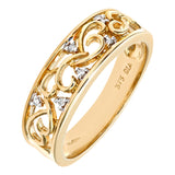 0.03ct Round Diamond Pave Set Statement Ring In UK Hallmarked 9ct Yellow Gold
