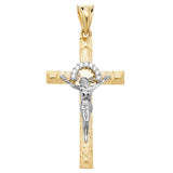 9CT YEL GOLD CROSS CZ PENDANT
