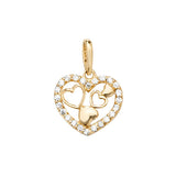9CT YEL GOLD HEART CZ PENDANT