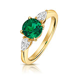 9ct Yellow Gold Lab Grown Diamond Emerald Jewellery - V129E
