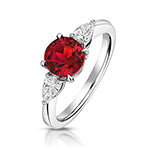 9ct White Gold Lab Grown Diamond Ruby Jewellery - V129WR