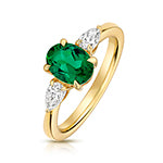 9ct Yellow Gold Lab Grown Diamond Emerald Jewellery - V130E