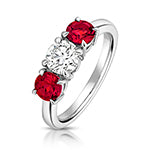 9ct White Gold Lab Grown Diamond Ruby Jewellery - V131WR