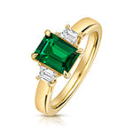 9ct Yellow Gold Lab Grown Diamond Emerald Jewellery - V133E