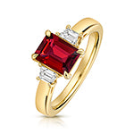 9CT Yellow Gold Lab Grown Diamond Ruby Jewellery - V133R
