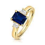 9ct Yellow Gold Lab Grown Diamond Sapphire Jewellery - V133S