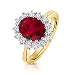 9ct Yellow Gold Lab Grown Diamond Ruby Jewellery - V135R