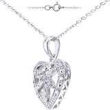 Heart Shape Diamond Pave Pendant In UK Hallmarked 9ct White Gold