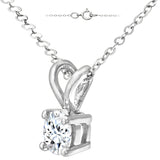 0.33ct Round Diamond Claw Set Solitaire Pendant In UK Hallmarked 9ct White Gold