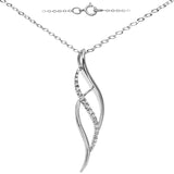 0.1ct Round Diamond Swirl Pendant In UK Hallmarked 9ct White Gold