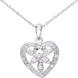 Heart Shape Diamond Pave Pendant In UK Hallmarked 9ct White Gold