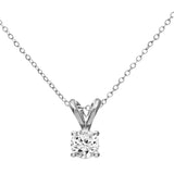 0.25ct Round Diamond Claw Set Solitaire Pendant In UK Hallmarked 9ct White Gold