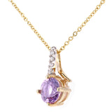 0.47ct Round Amethyst And Diamond Pave Pendant In UK Hallmarked 9ct Yellow Gold