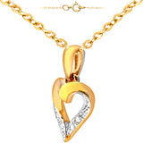 Diamond Pave Heart Shape Pendant In UK Hallmarked 9ct Yellow Gold