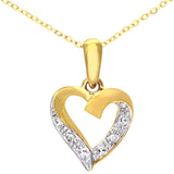 Diamond Pave Heart Shape Pendant In UK Hallmarked 9ct Yellow Gold