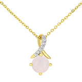 0.71ct Round Created Pink Opal And Diamond Pave Pendant In UK Hallmarked 9ct Yellow Gold