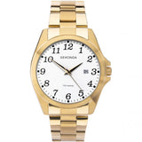 Sekonda Men's White Dial Full Figure Gold Tone Bracelet Watch