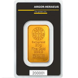 20 GRAMS ARGOR-HERAEUS GOLD BAR