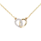 Diamond Pave Heart Shape Infinity Friendship Necklace In UK Hallmarked 9ct Yellow Gold