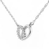 Diamond Pave Heart Shape Infinity Friendship Necklace In UK Hallmarked 9ct White Gold