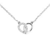 Diamond Pave Heart Shape Infinity Friendship Necklace In UK Hallmarked 9ct White Gold