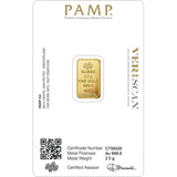 2.5 GRAMS PAMP FORTUNA GOLD BAR