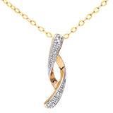 Diamond Pave Swirl Pendant In 9ct Yellow White Gold