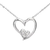 Heart Shape Diamond Pave Pendant In UK Hallmarked 9ct White Gold
