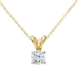 0.25ct Round Diamond Claw Set Solitaire Pendant In UK Hallmarked 9ct Yellow Gold