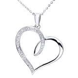 Heart Shape Diamond Pave Pendant In UK Hallmarked 9ct White Gold