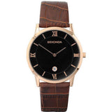 Sekonda Gent's Rose Plate Brown Leather Watch