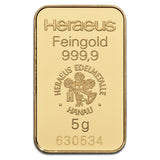5 GRAMS HERAEUS GOLD BAR
