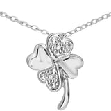 Diamond Pave Lucky Clover Pendant In UK Hallmarked 9ct White Gold