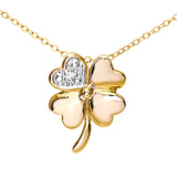 Diamond Pave Lucky Clover Pendant In UK Hallmarked 9ct Yellow Gold