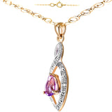 0.38ct Pear Shape Amethyst And Diamond Drop Pendant In UK Hallmarked 9ct Yellow Gold