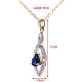 0.6ct Pear Shape Sapphire And Diamond Drop Pendant In UK Hallmarked 9ct Yellow Gold
