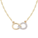 Diamond Pave Infinity Friendship Necklace In UK Hallmarked 9ct Yellow Gold