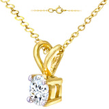 0.25ct Round Diamond Claw Set Solitaire Pendant In UK Hallmarked 9ct Yellow Gold