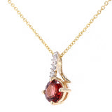 0.71ct Round Created Garnet And Diamond Pave Pendant In UK Hallmarked 9ct Yellow Gold