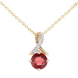 0.71ct Round Created Garnet And Diamond Pave Pendant In UK Hallmarked 9ct Yellow Gold