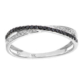 0.15ct Black Diamond And Diamond Twist Eternity Ring In 9ct White Gold