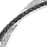 0.15ct Black Diamond And Diamond Twist Eternity Ring In 9ct White Gold