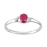 0.47ct Oval Ruby And Pave Set Diamond Ring In UK Hallmarked 9ct White Gold