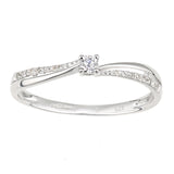 Round Diamond Prong Set Engagement Ring With Side Stones In UK Hallmarked 9ct White Gold