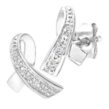 Round Diamond Pave Set Earrings In UK Hallmarked 9ct White Gold